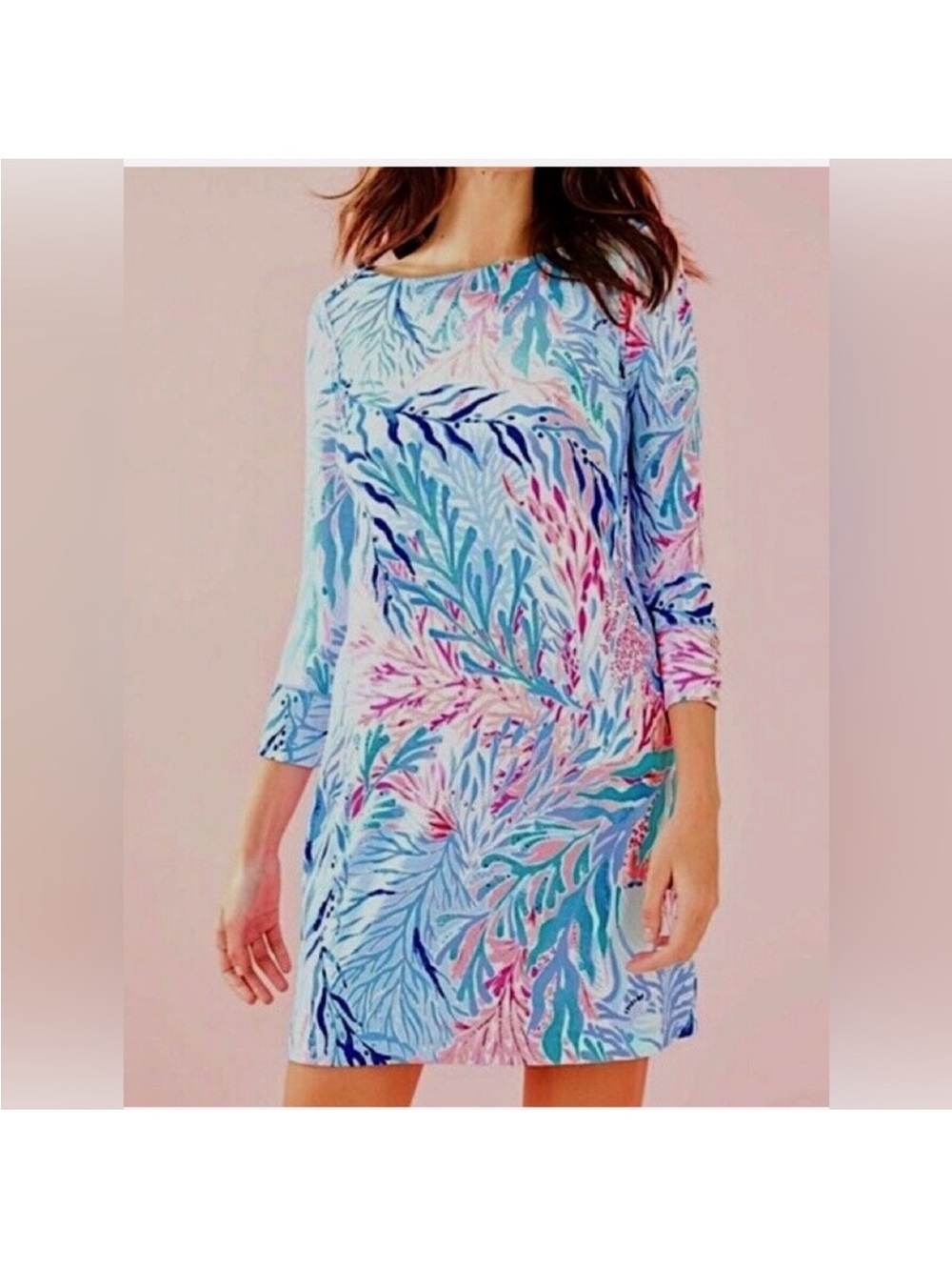 Lilly Pulitzer Sophie Dress — Crew Blue Tint-kaleidoscope Coral XL